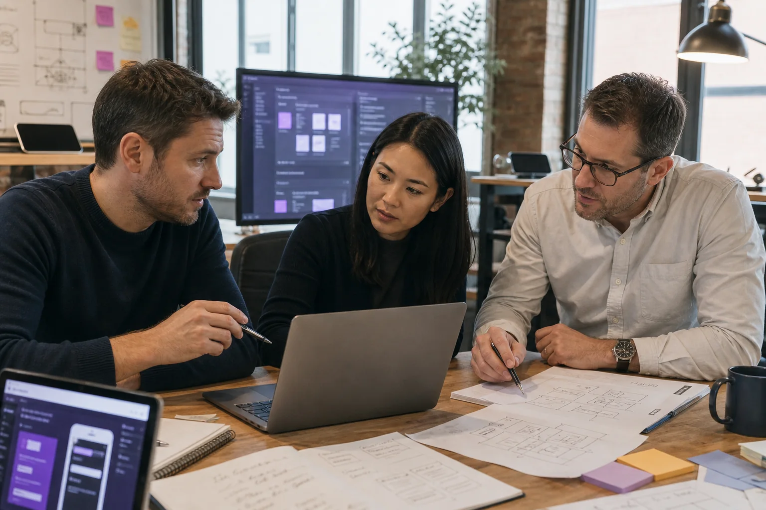 UK software startup team reviewing technical work for an R&D tax credit claim