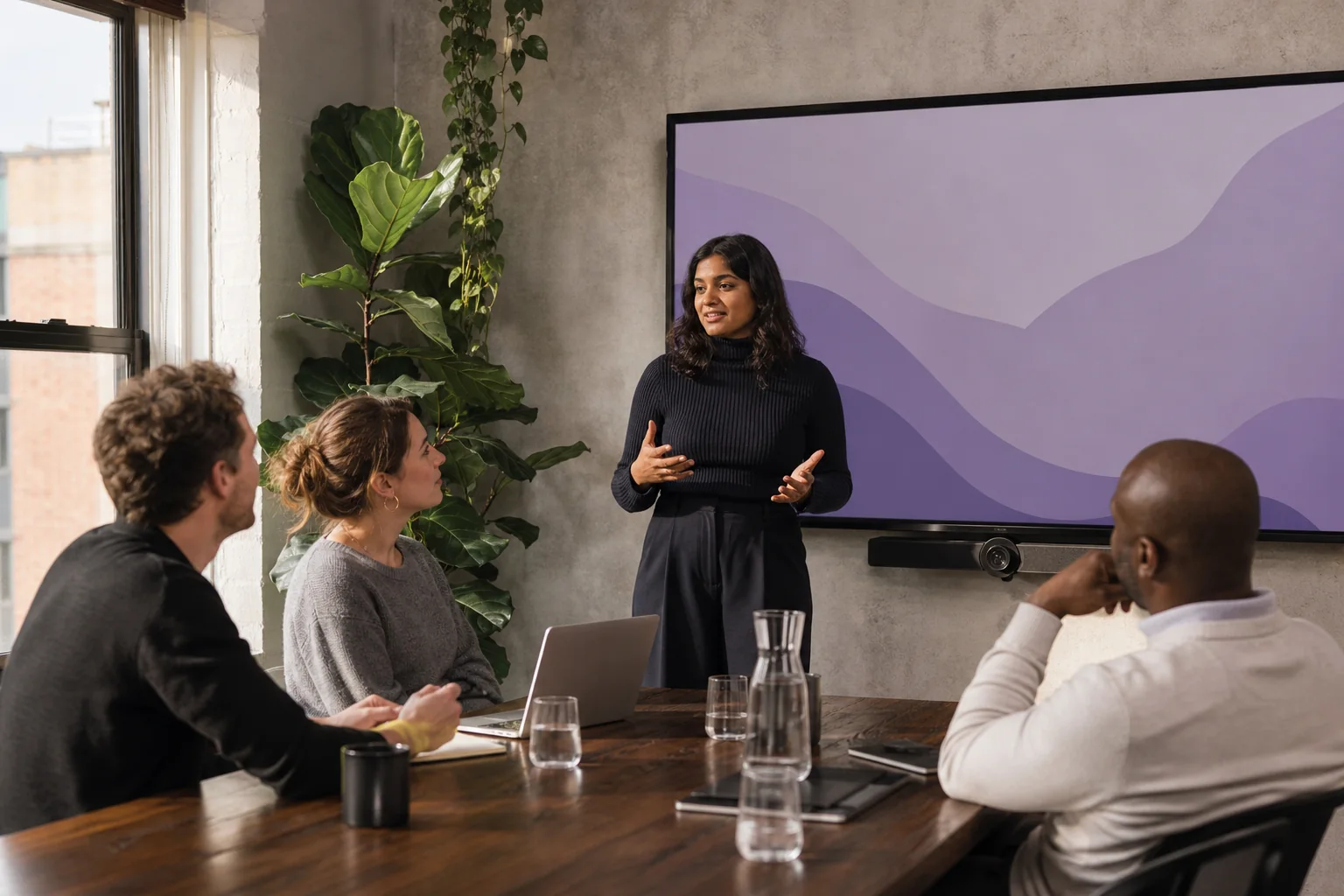 UK startup founder presenting an investment pitch to early-stage investors