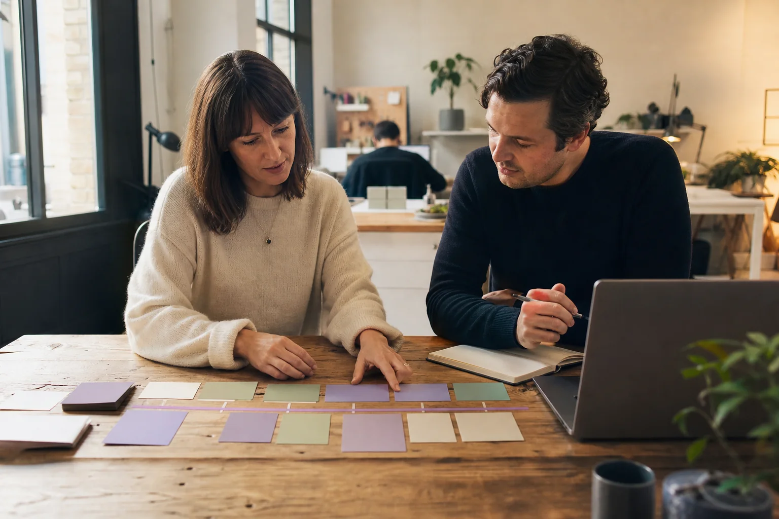 Founder and finance adviser reviewing a startup cash flow timeline